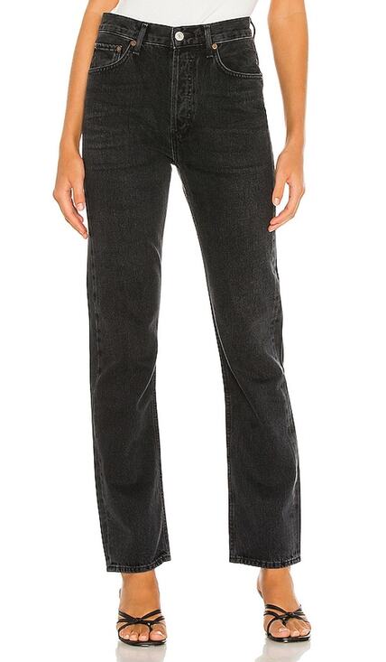 Agolde Denim - Agolde Vintage Washed Black Lana Straight Denim Jeans Size 23